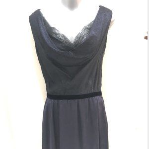 LYUBOV PARIS dark blue silk and lace dress